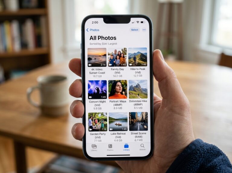 how to sort photos by size on iphone