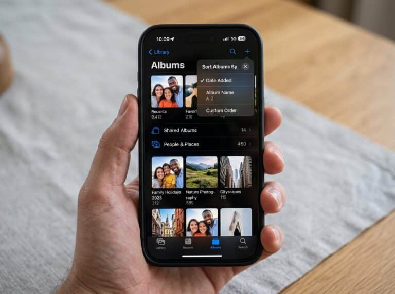 how to sort albums on iphone
